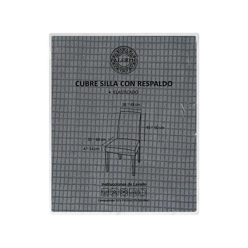 Funda Cubre Silla con Respaldo Elástica Ajuste Universal - Color Gris